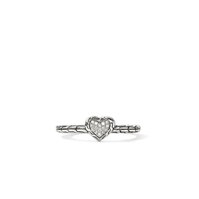 John Hardy Bague argent coeur diamant  0.07ct