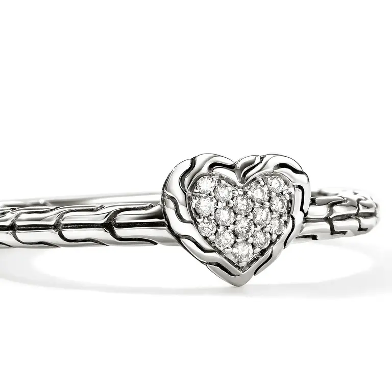 John Hardy Bague argent coeur diamant  0.07ct