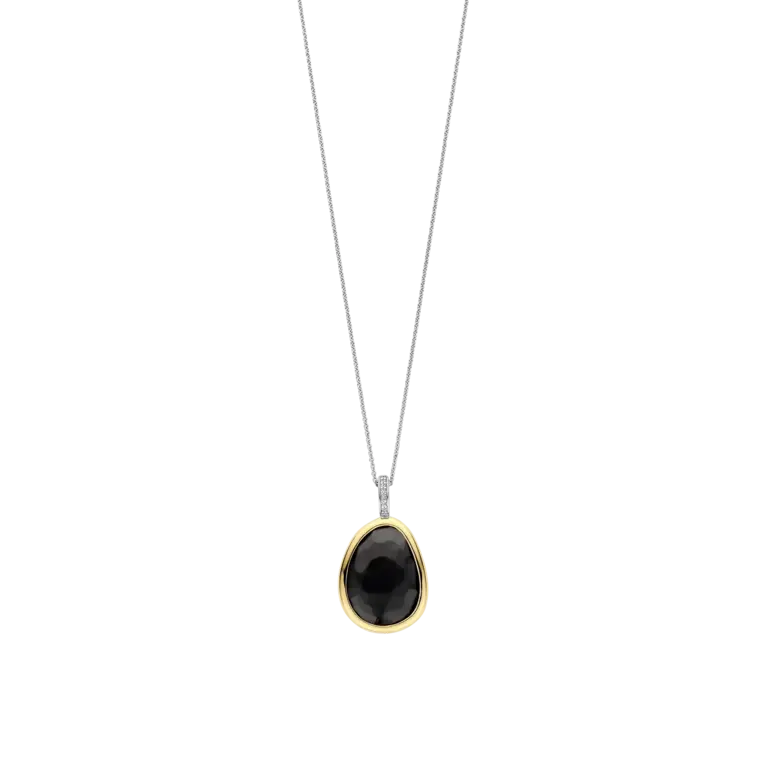 Ti Sento Milano Collier argent 2 tons pierre noir cz