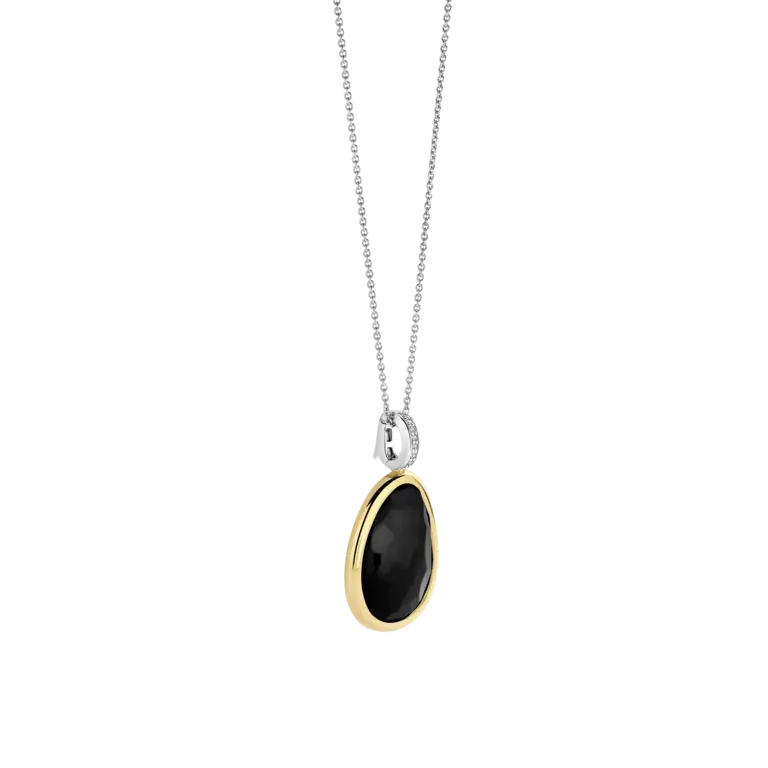 Ti Sento Milano Collier argent 2 tons pierre noir cz