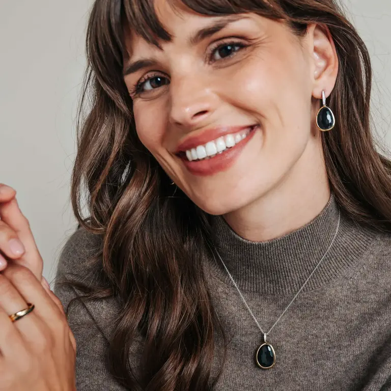 Ti Sento Milano Collier argent 2 tons pierre noir cz