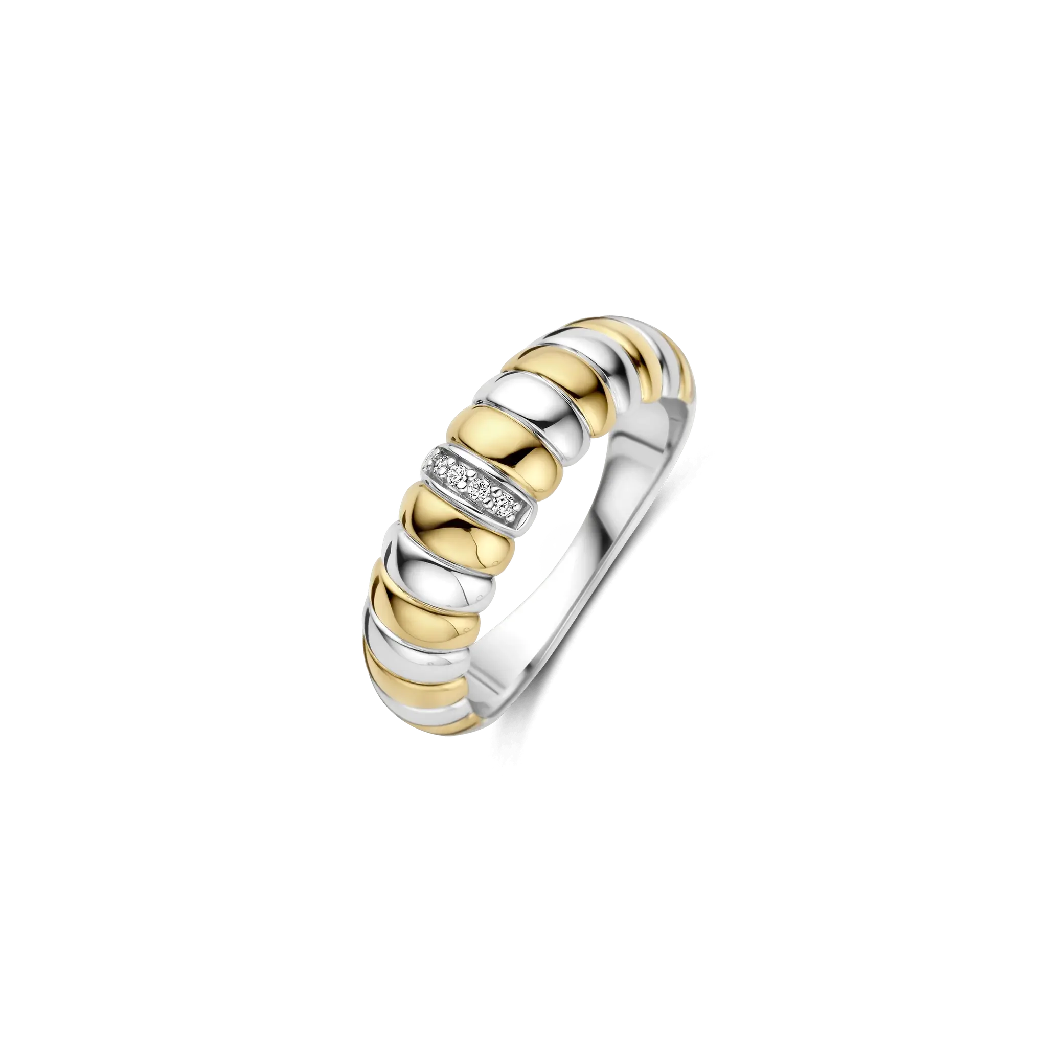 Bague 2T texturée cz
