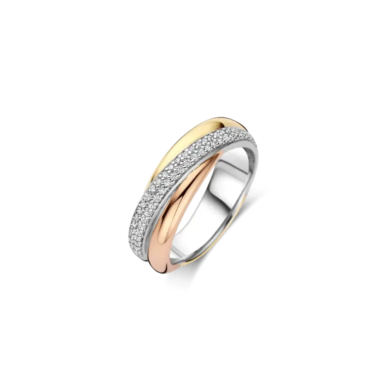 Ti Sento Milano Jonc 3 Tons croisé CZ