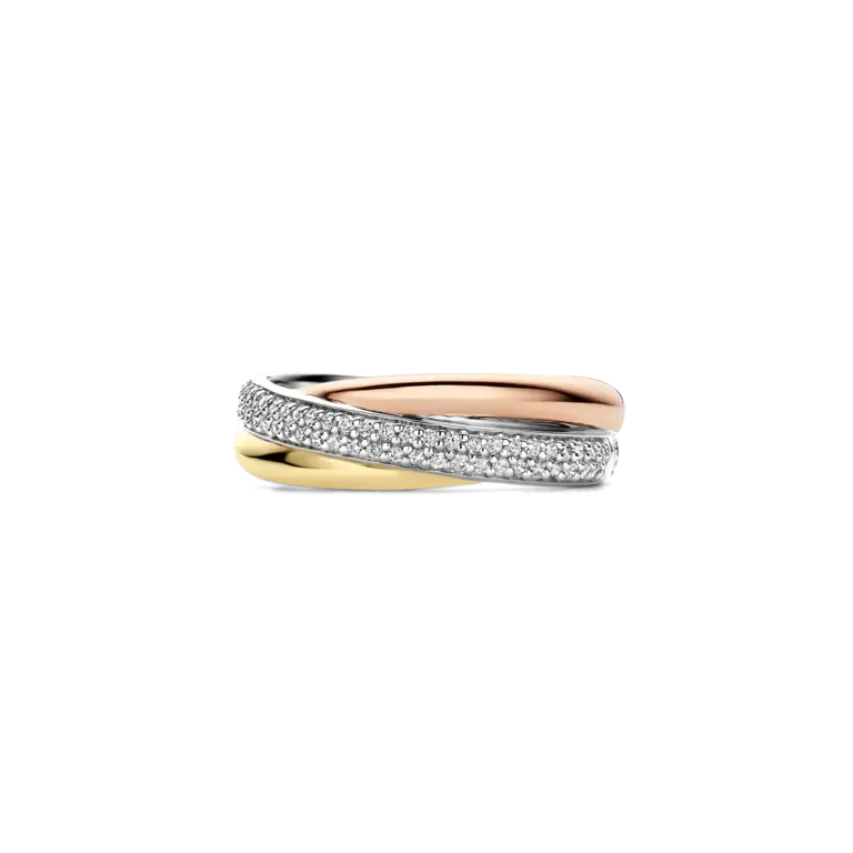 Ti Sento Milano Jonc 3 Tons croisé CZ