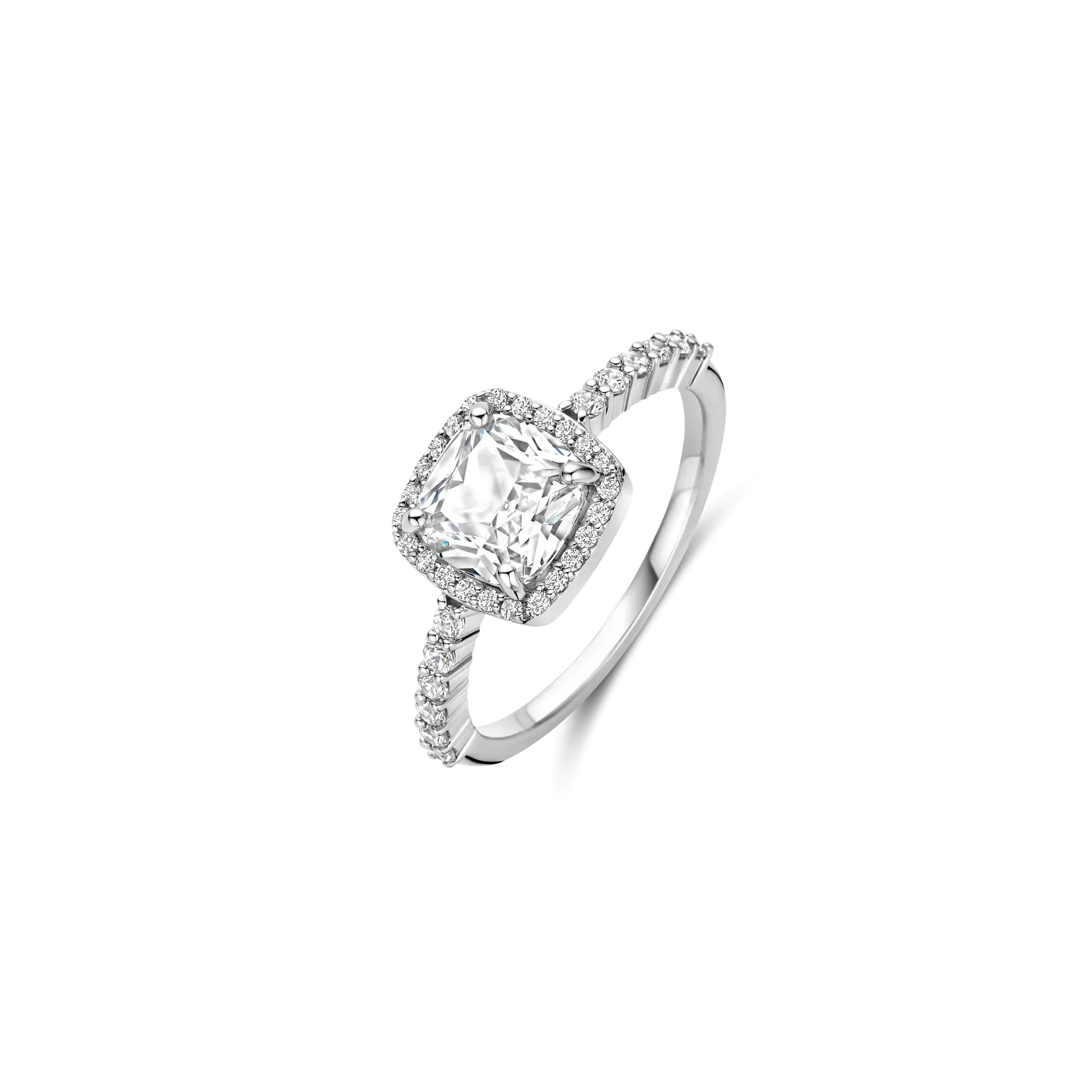 Bague cz caré en argent