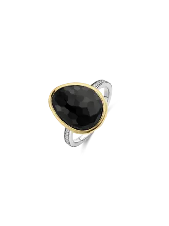 Ti Sento Milano Bague 2 Tons Pierre Noire CZ