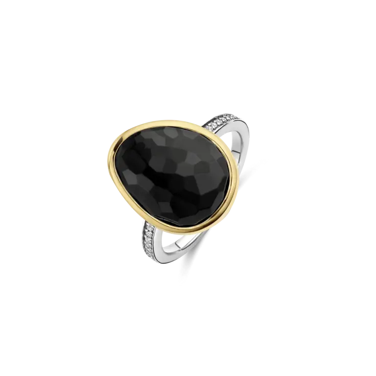 Ti Sento Milano Bague 2 Tons Pierre Noire CZ