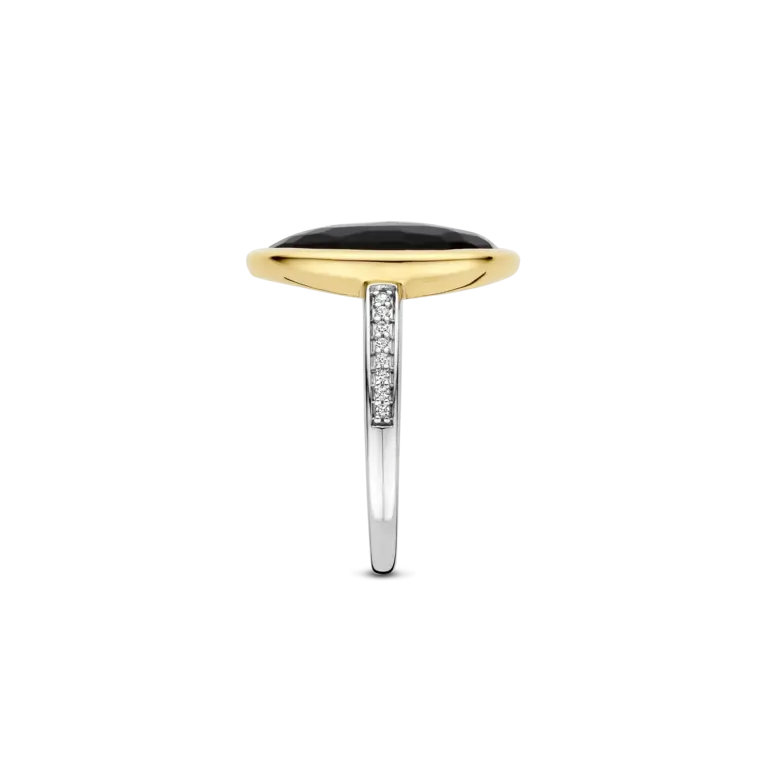 Ti Sento Milano Bague 2 Tons Pierre Noire CZ