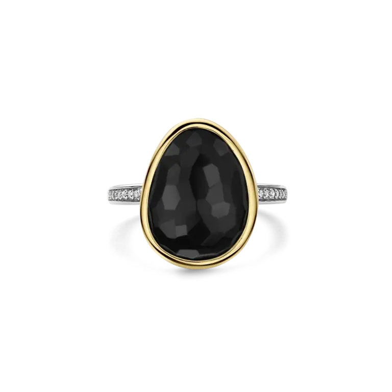 Ti Sento Milano Bague 2 Tons Pierre Noire CZ
