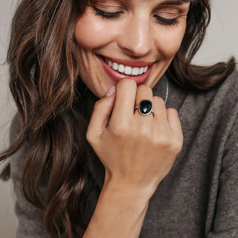 Ti Sento Milano Bague 2 Tons Pierre Noire CZ