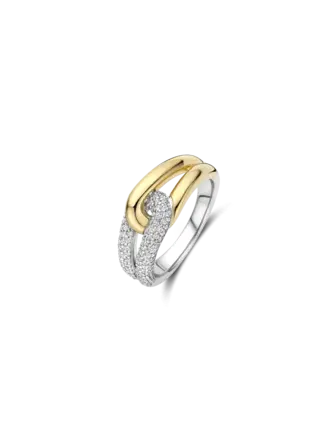 Ti Sento Milano Bague croisée 2 Tons CZ