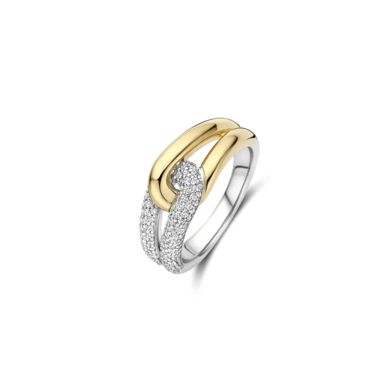 Ti Sento Milano Bague croisée 2 Tons CZ