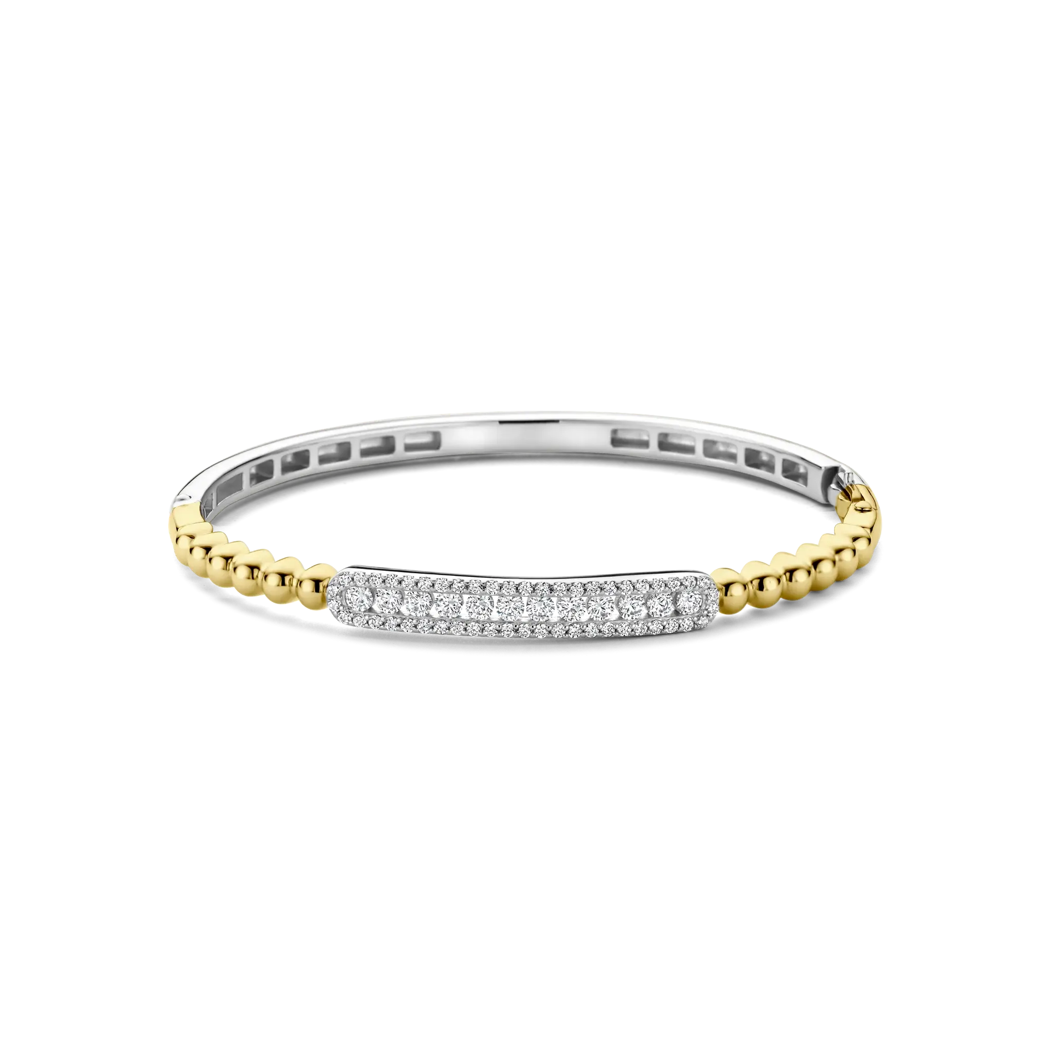 Bracelet Rigide Argent Pl. Or CZ