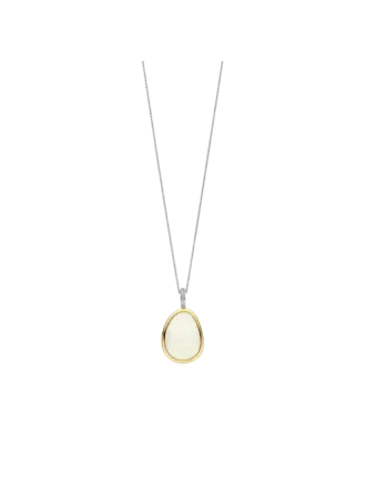 Ti Sento Milano Collier argent plaqué or pierre blanche
