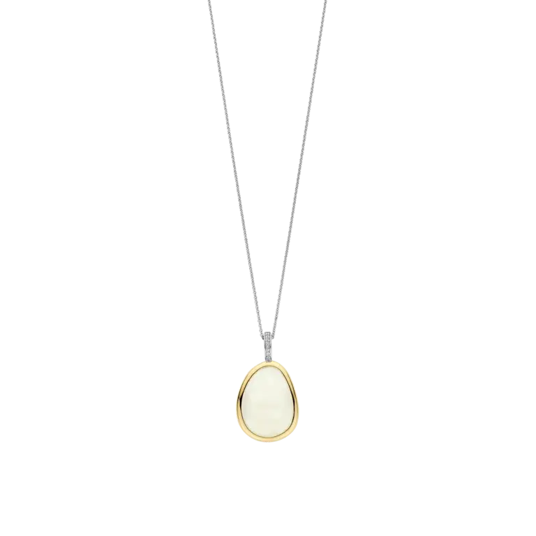 Ti Sento Milano Collier argent plaqué or pierre blanche