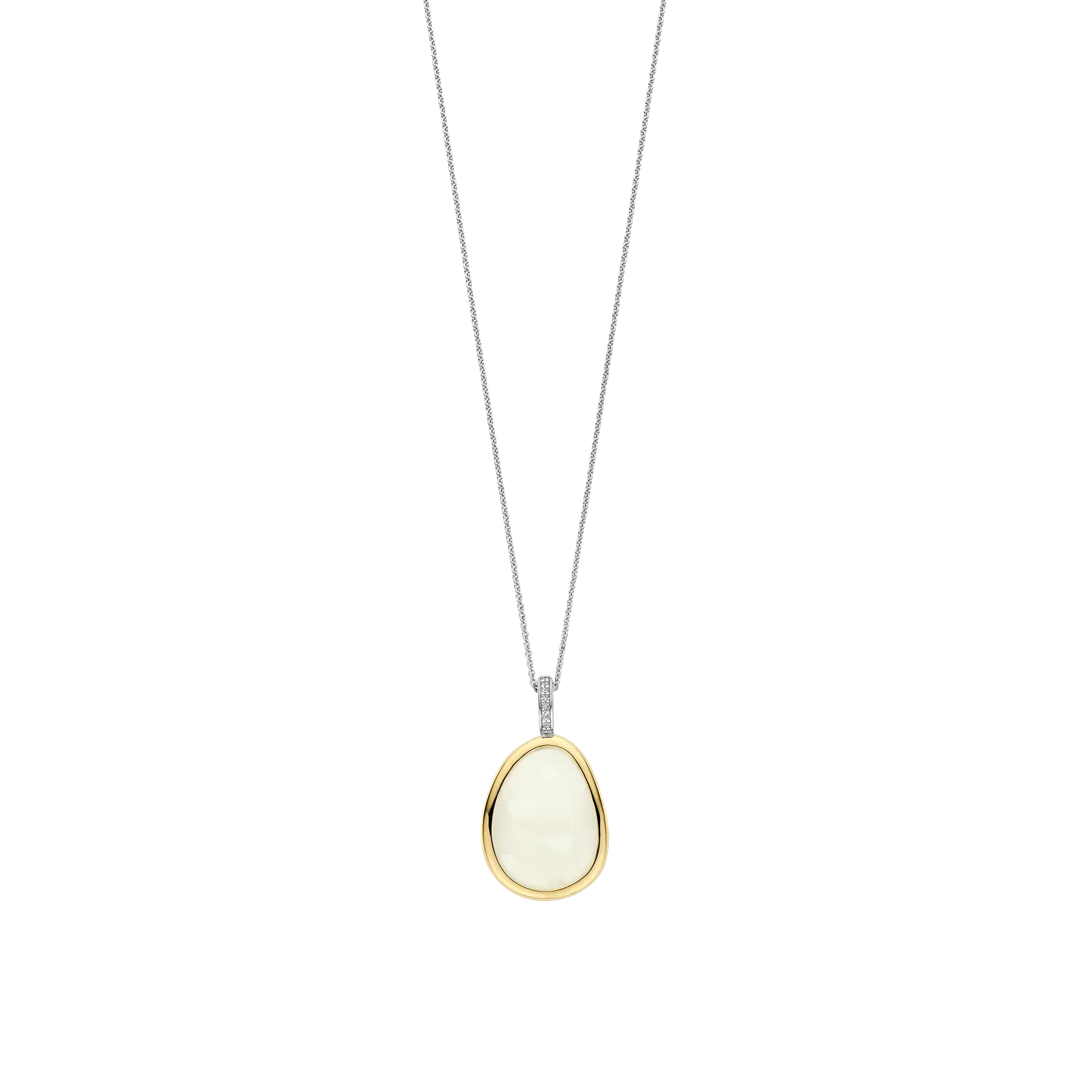 Collier argent plq or pierre blanche