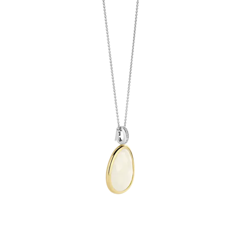 Ti Sento Milano Collier argent plaqué or pierre blanche