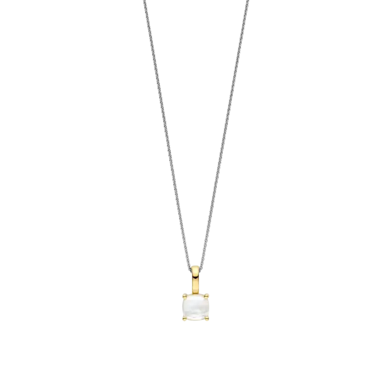 Ti Sento Milano Collier argent plaqué or pierre blanche