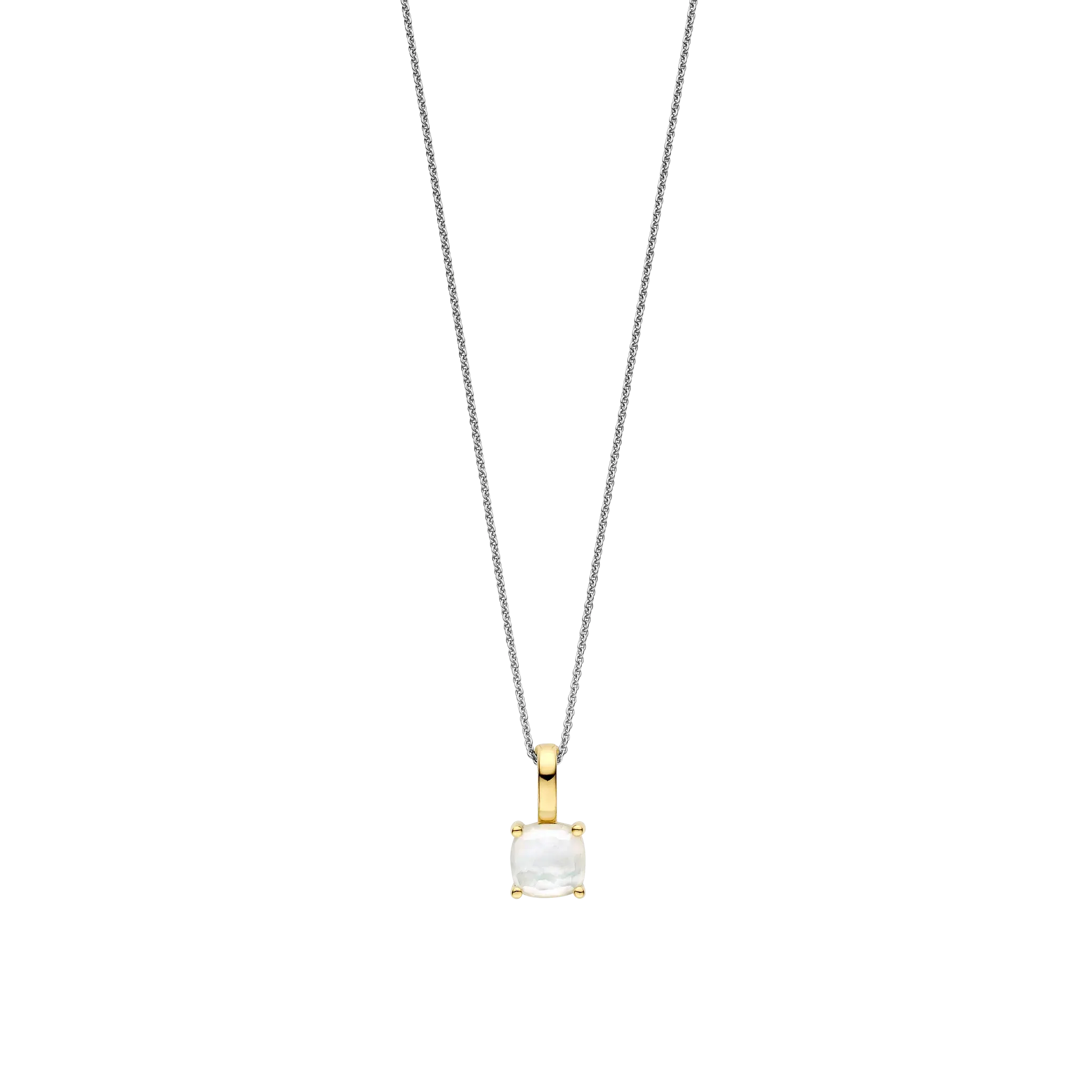 Collier argent plq or pierre blanche