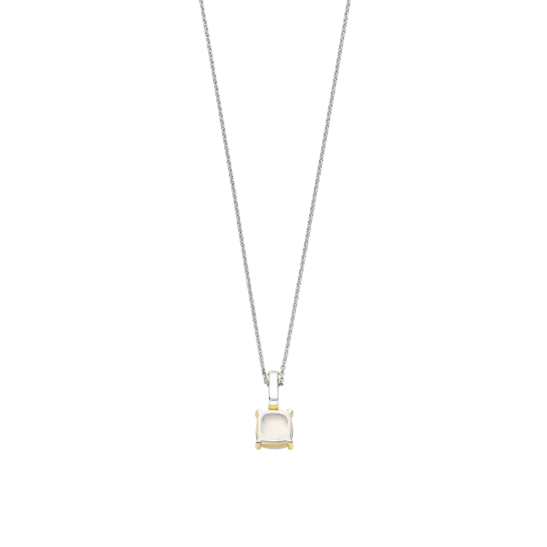 Ti Sento Milano Collier argent plaqué or pierre blanche