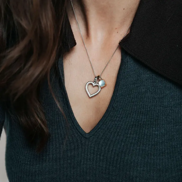 Ti Sento Milano Collier argent plaqué or pierre blanche
