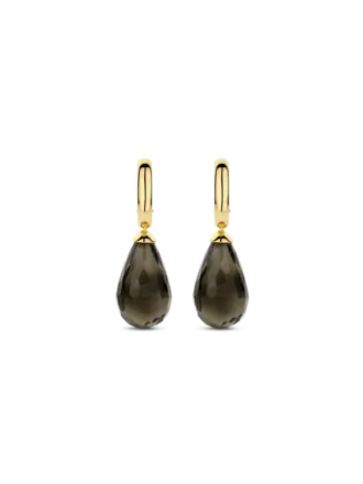 Ti Sento Milano Boucles d'oreilles plaqué Or pierre noire