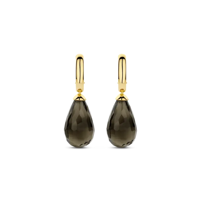 Ti Sento Milano Boucles d'oreilles plaqué Or pierre noire