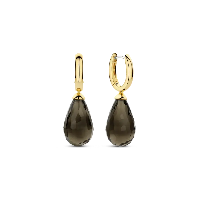 Ti Sento Milano Boucles d'oreilles plaqué Or pierre noire
