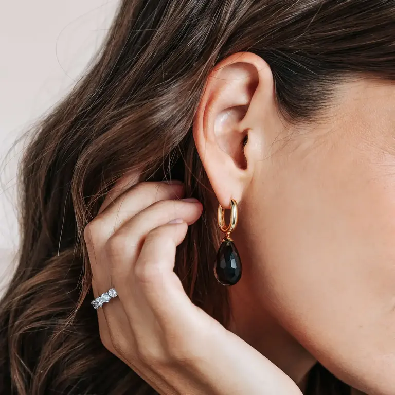 Ti Sento Milano Boucles d'oreilles plaqué Or pierre noire