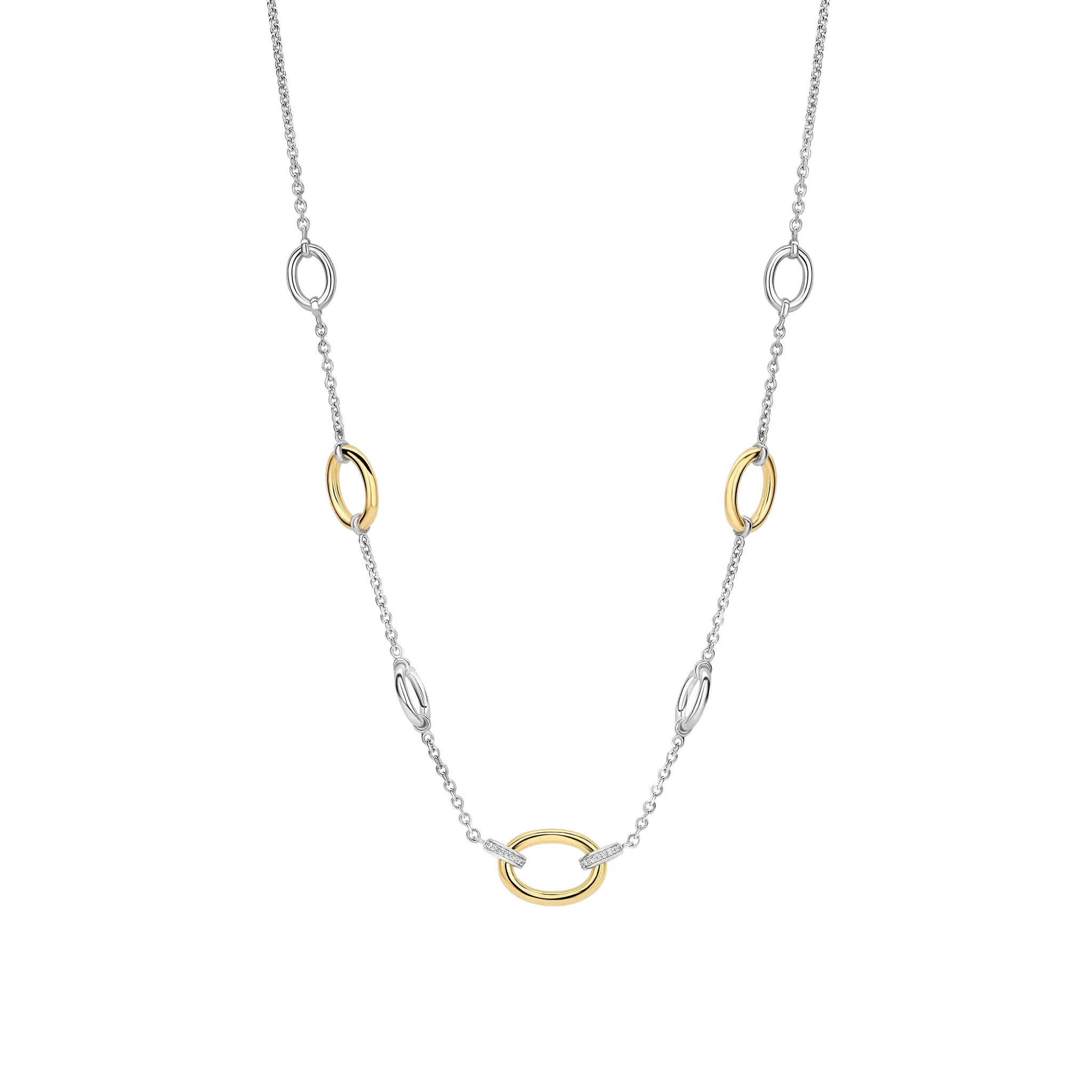 Collier Argent Pend Doré CZ