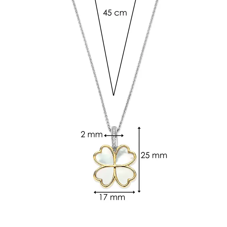 Ti Sento Milano Collier Pendentif Trefle Coeur Or
