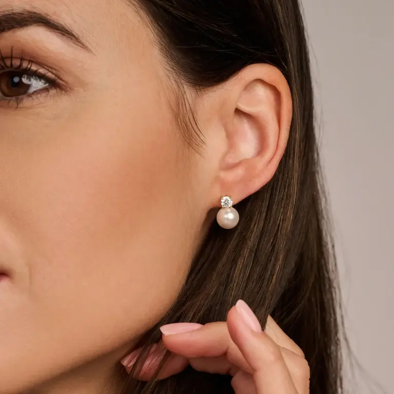 Ti Sento Milano Boucles d'oreilles Argent Plaqué Or Perle CZ