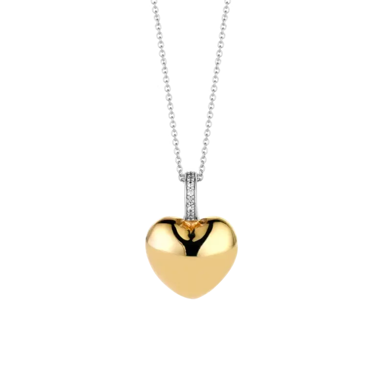 Ti Sento Milano Collier Coeur Argent plaqué Or