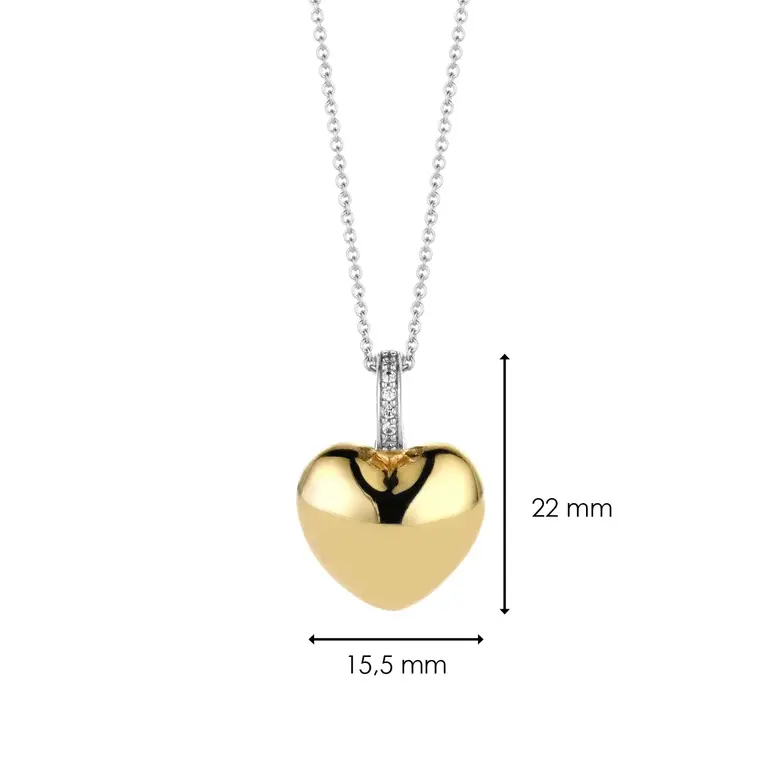 Ti Sento Milano Collier Coeur Argent plaqué Or