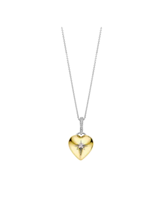 Ti Sento Milano Collier Coeur Argent Plaqué Or CZ