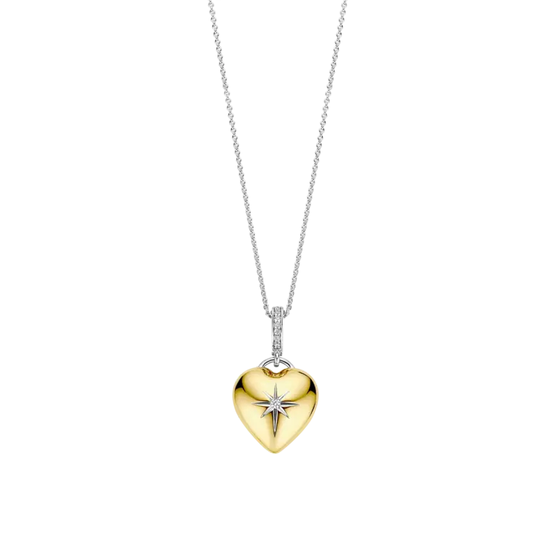 Ti Sento Milano Collier Coeur Argent Plaqué Or CZ