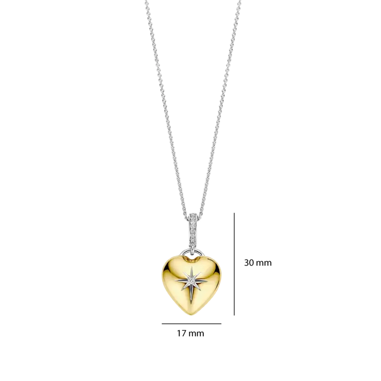 Ti Sento Milano Collier Coeur Argent Plaqué Or CZ