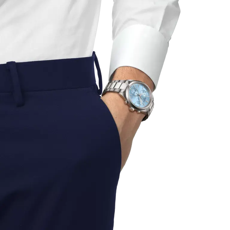 Tissot Montre PR100 Acier fond Bleu Chrono 40mm