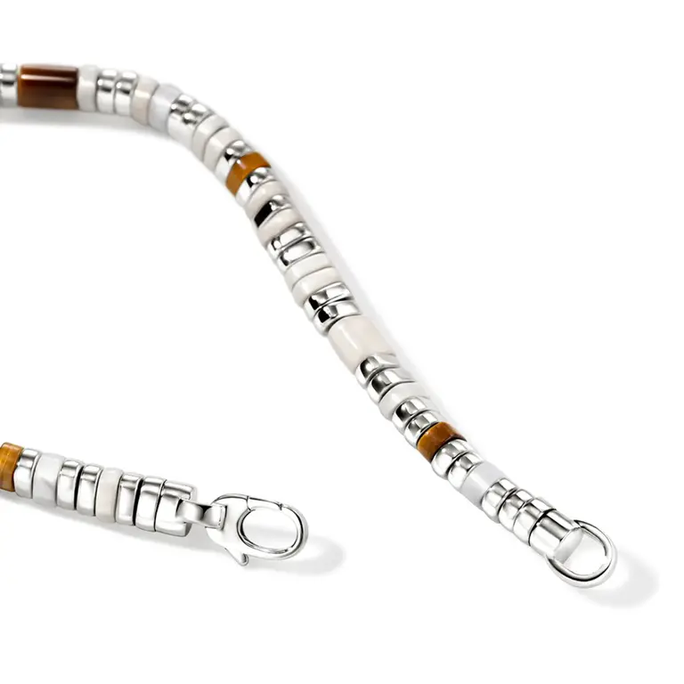John Hardy Brac Argent oeil de tigre, Howlite. Émail
