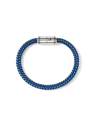 John Hardy Bracelet corde en acier émail Bleu XL