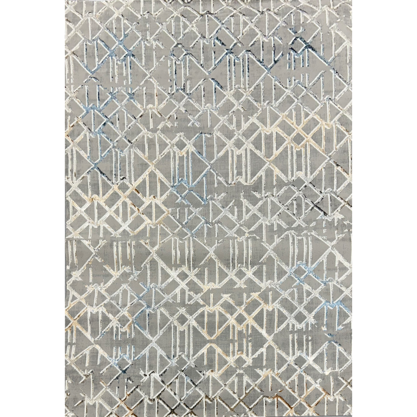 Antlanta Antlanta Collection Geometric Pattern Tile Area Rug - Beige, Grey & Blue 04108A