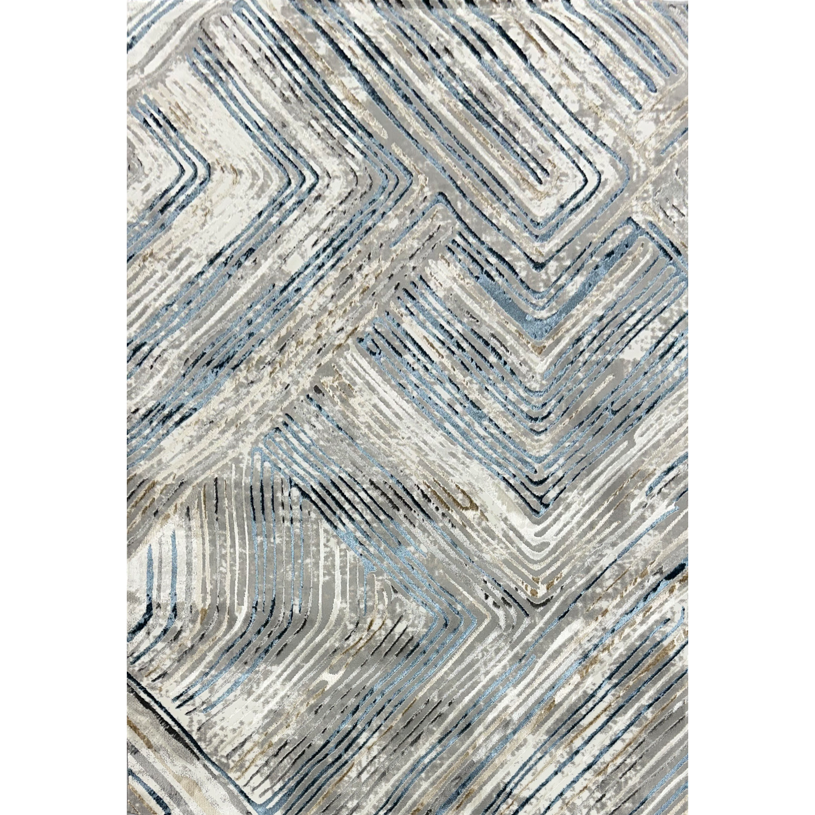 Antlanta Antlanta Collection Modern Lines Area Rug - Beige, Blue & Grey 03986A