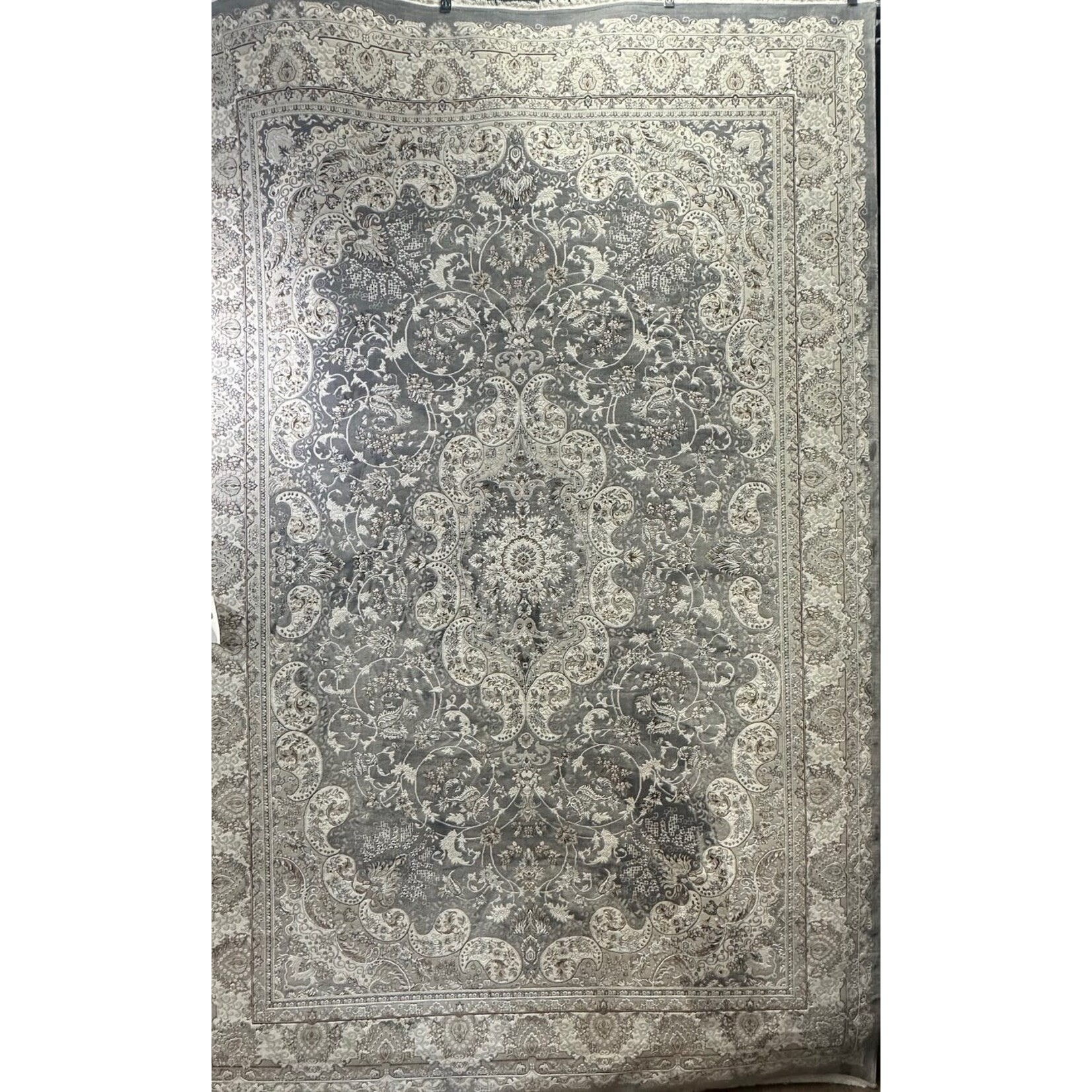 Isfehan Lux Tapis de la collection Taj - Gris et Beige 1253B