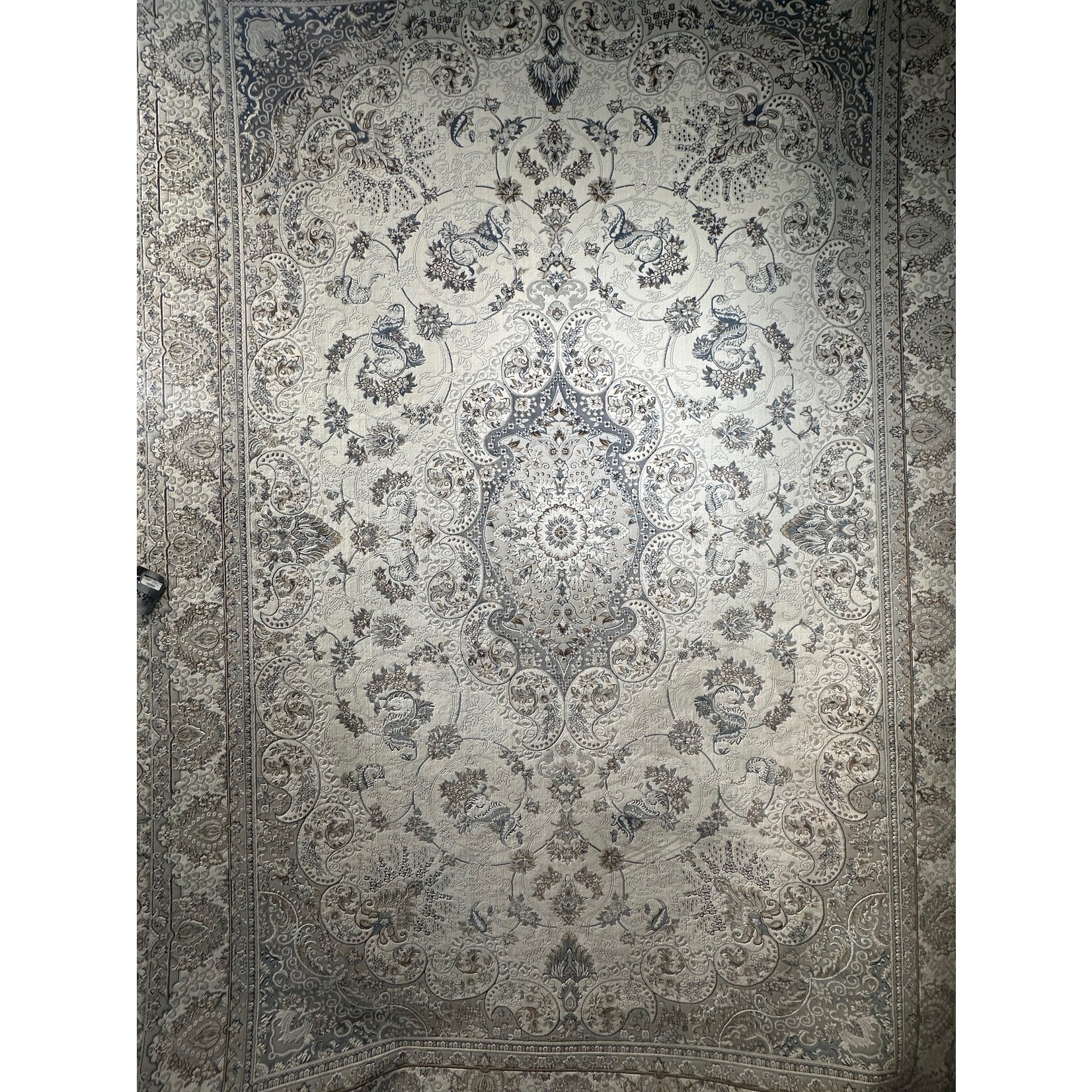 Isfehan Lux Tapis de la collection Taj - Gris et Beige 1253B