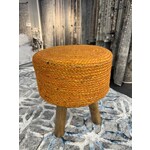ZEN ZEN-951 Wooden Round Stool Upholstered Wool & Jute L-W-H: 35-35-40 cm