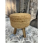 ZEN ZEN-950 Wooden Round Stool Upholstered Wool & Jute L-W-H: 35-35-40 cm