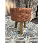 ZEN ZEN-952 Wooden Round Stool Upholstered Wool & Jute L-W-H: 35-35-40 cm