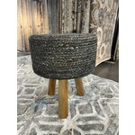 ZEN ZEN-954 Wooden Round Stool Upholstered Wool & Jute L-W-H: 35-35-40 cm