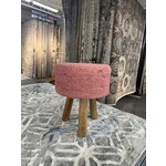 ZEN ZEN-957 Wooden Round Stool Upholstered Wool & Jute L-W-H: 35-35-40 cm