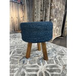 ZEN ZEN-959 Wooden Round Stool Upholstered Wool & Jute L-W-H: 35-35-40 cm